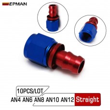 EPMAN AN4 AN6 AN8 AB10 AN12 Straight Swivel Oil/Fuel/Gas Line Hose End Push-On Male Fitting AN-0B